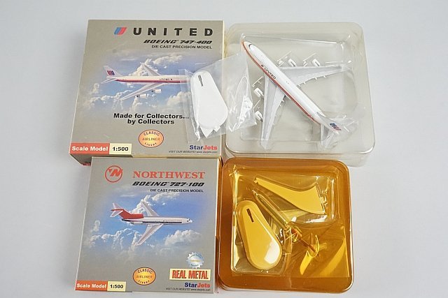 ★ StarJets スタージェッツ 1/500 B727-100 NORTHWEST ノースウエスト / B747-400UNITED ユナイテッド N185UA 2点セット_画像7