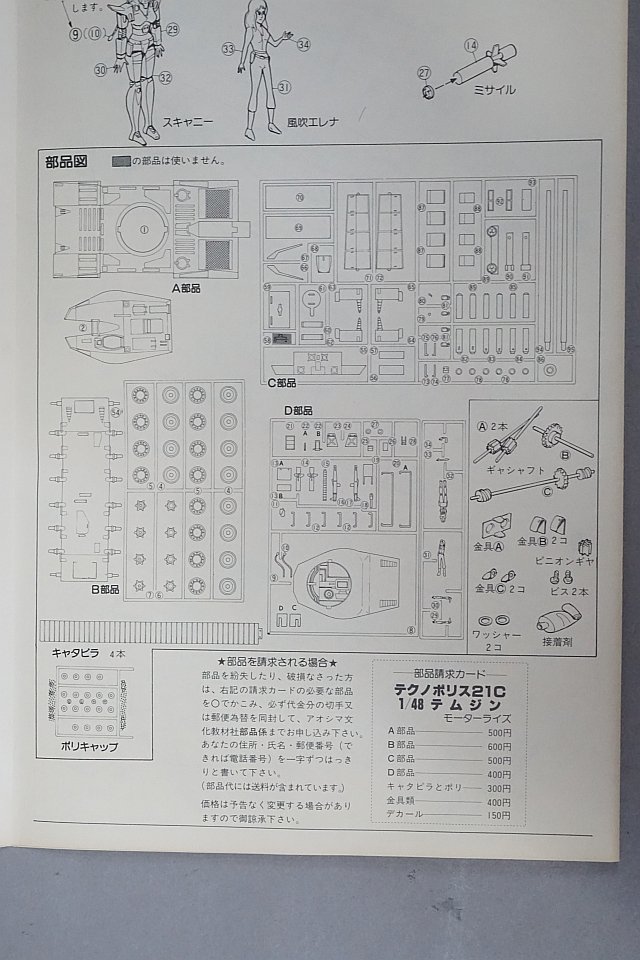 ★ アオシマ文化教材社 1/48 テクノポリス21C MBT-99A テムジン プラモデル ※外箱相違 ※欠品_画像2