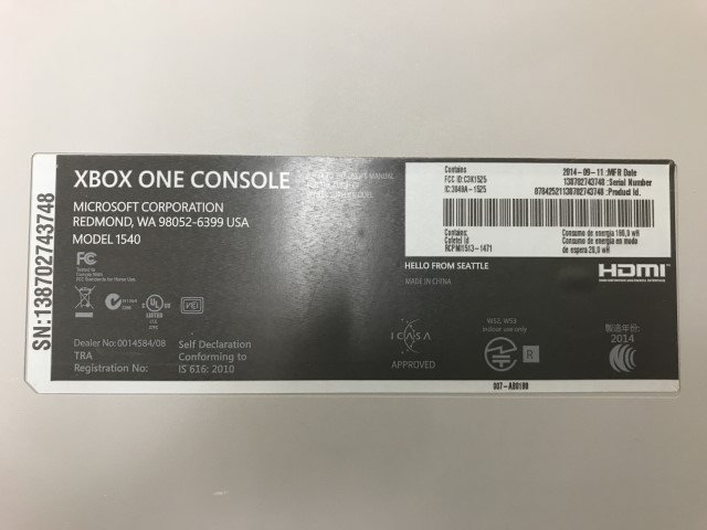 【中古】XBOX One 1TB 本体 コントローラー セット_画像8