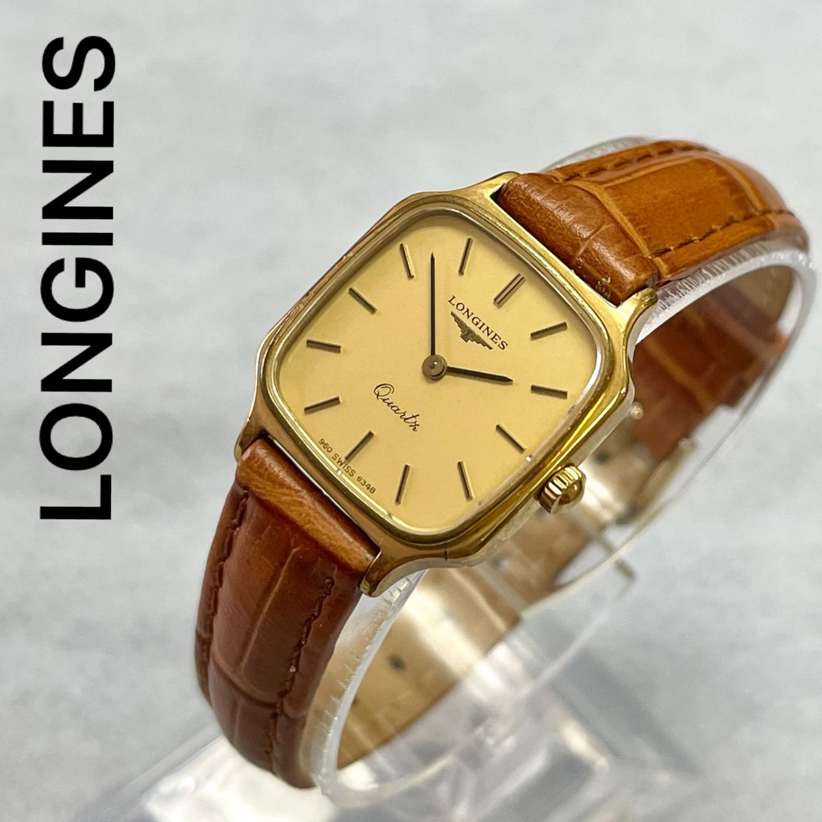 稼働　良品　LONGINES ビンテージウォッチ　ロンジン　レディース腕時計　クォーツ　ゴールド　スクエア　2針