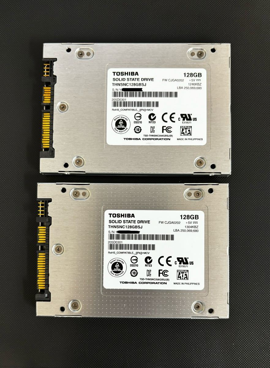 2枚セットTOSHIBA SSD 128GB x2枚MLC 2.5inch THNSNC128GBSJ SATA