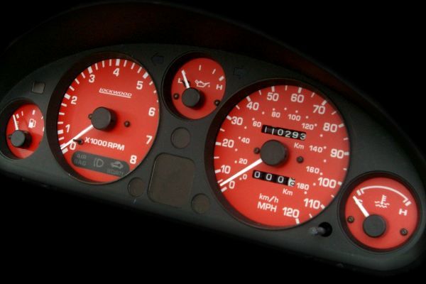 【送料無料】 マツダ ユーノス ロードスター NA レッド メーター メーターパネル 赤 120MPH/180Km/h NA6CE NA8C マイル 海外仕様_画像1