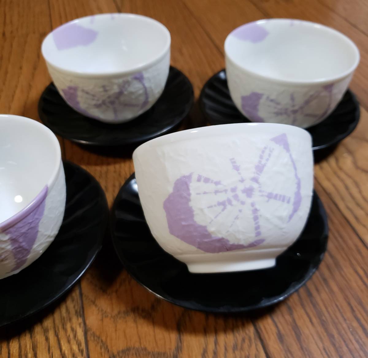 松窯　茶器　湯呑み　4客セット　茶托付　和　上品紫_画像2
