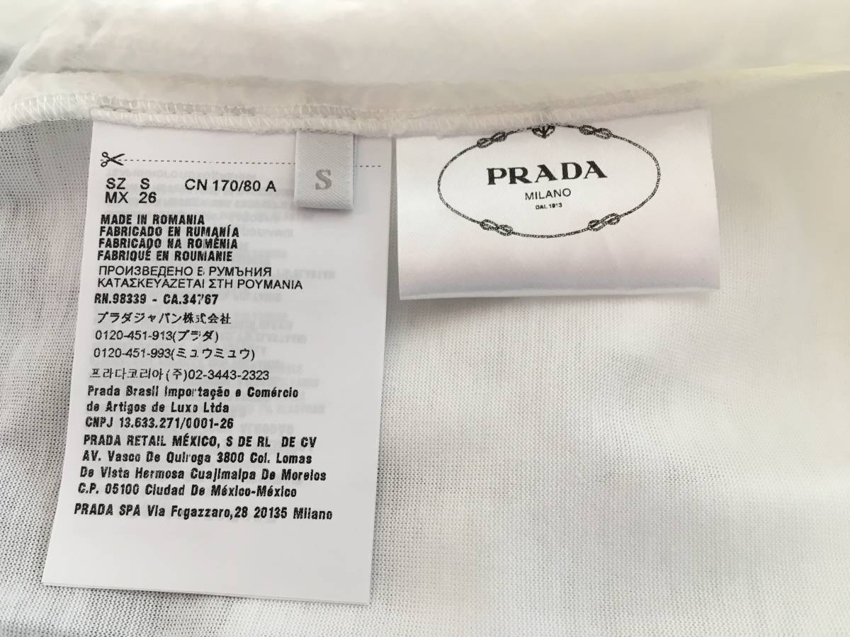 新品 プラダ 最高級 レース 装飾 Tシャツ S PRADA カットソー 白 ホワイト トップス_画像8