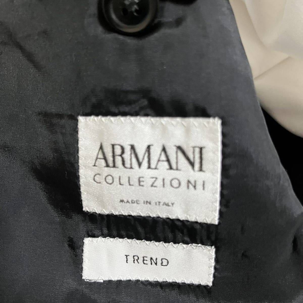 【至高の黒】アルマーニコレッツォーニ　ARMANI COLLEZIONI TREND スーツ　セットアップ　ブラック　ストライプ　ウール　LLサイズ_画像6