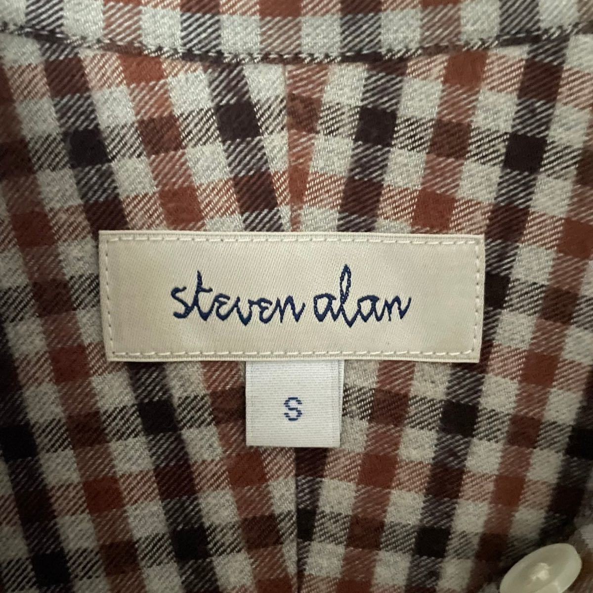 steven alan スティーブンアラン THOMAS MASON トーマスメイソン シャツワンピース ワンピース シャツ 羽織り バンドカラー 茶系 size S_画像4