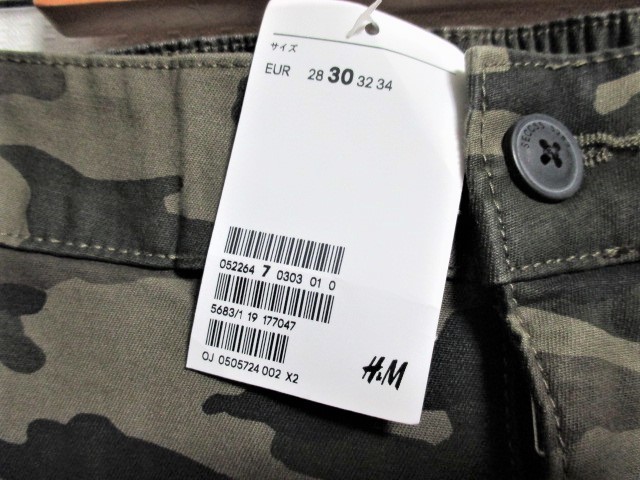 H&M H and M камуфляж -ju рисунок камуфляж тонкий брюки-карго обтягивающий / мужской /30* новый товар 