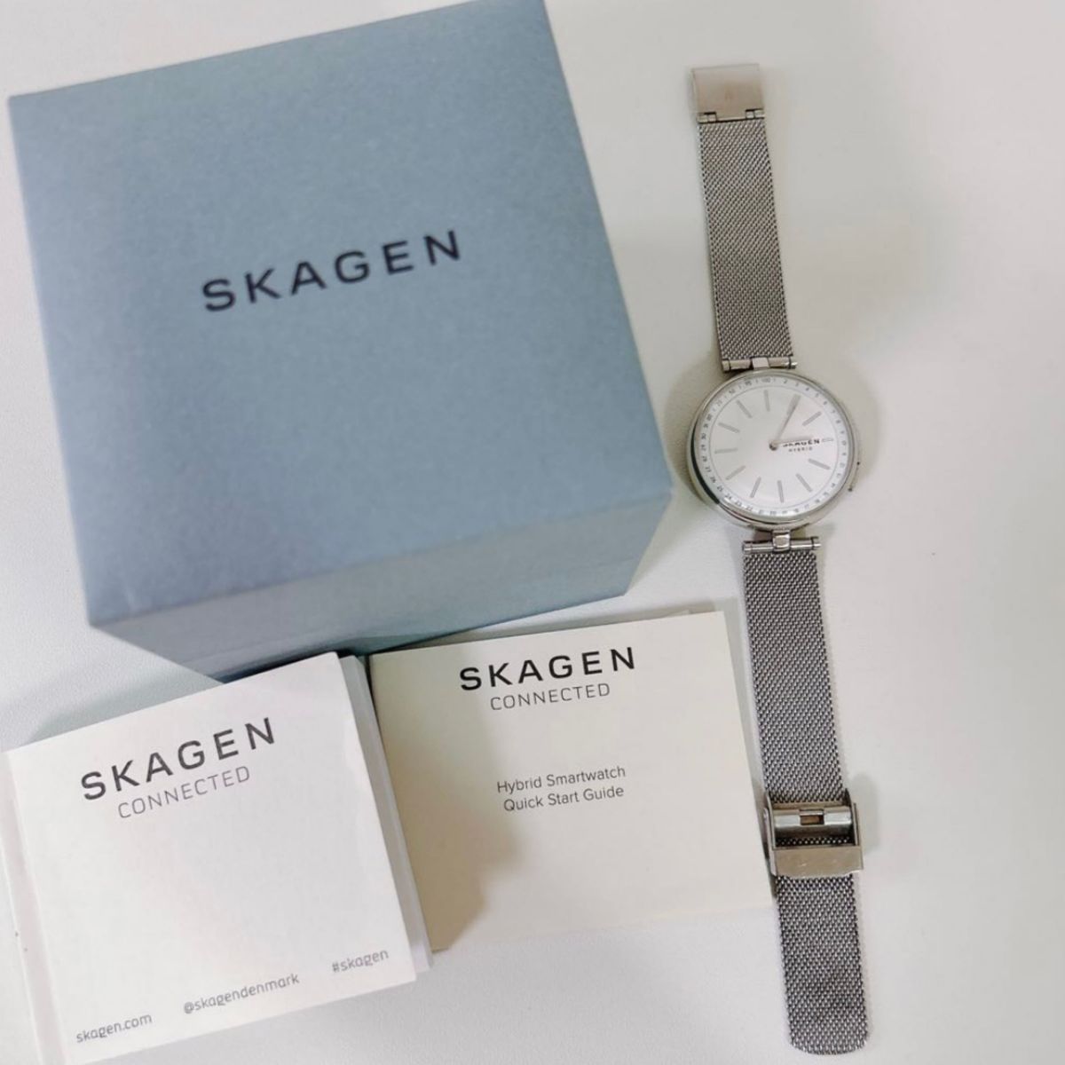 【SKARGEN】SIGNATUR T-BAR スチールメッシュ ハイブリッドスマートウォッチ/腕時計/レディース/北欧ブランド
