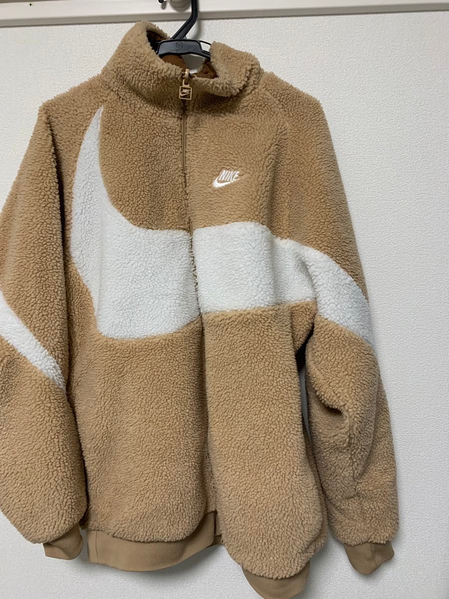 新品】NIKE ナイキ リバーシブル フルジップ ボア ジャケット ベージュ-