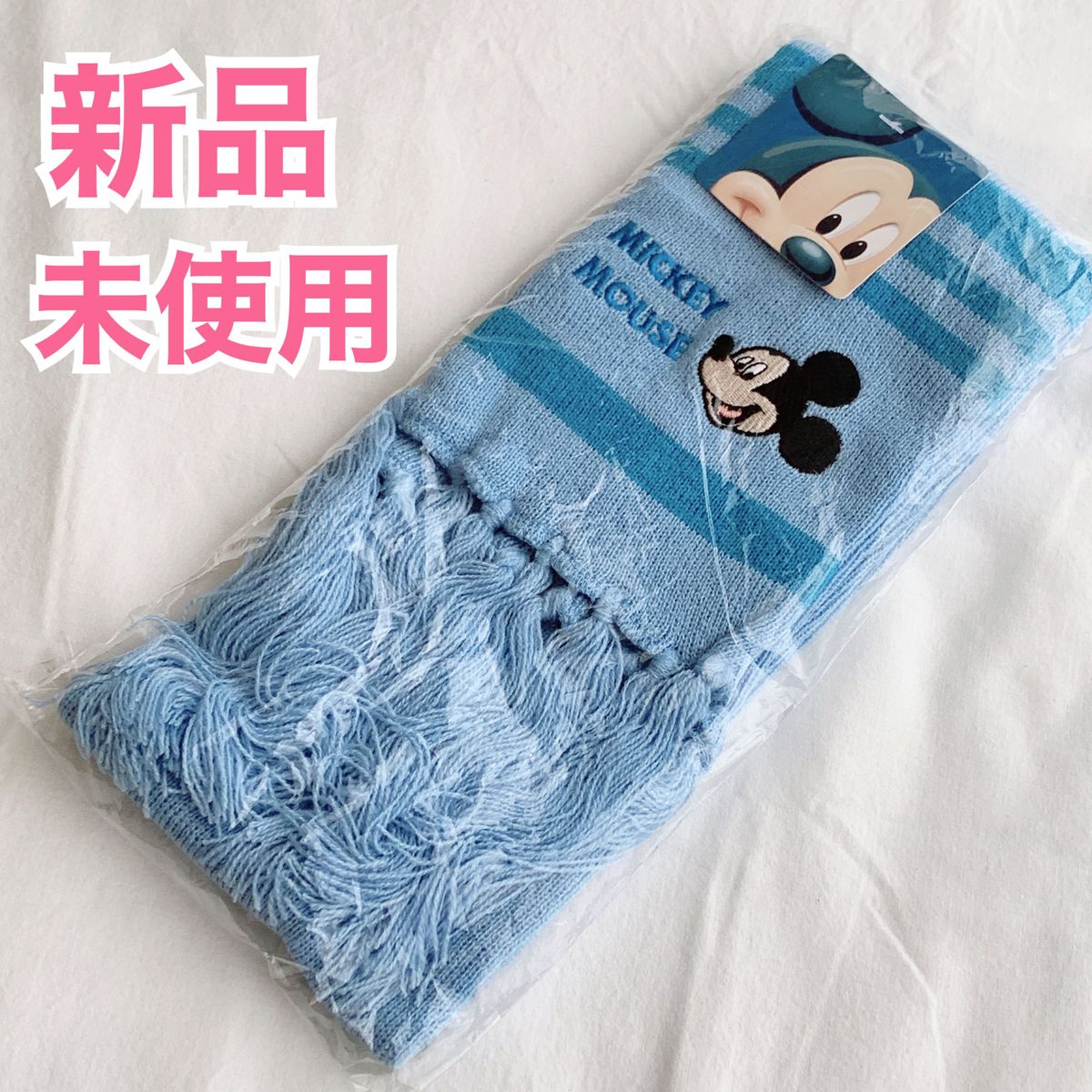 【新品】Disney ディズニー mickey ミッキー刺繍のロングマフラー