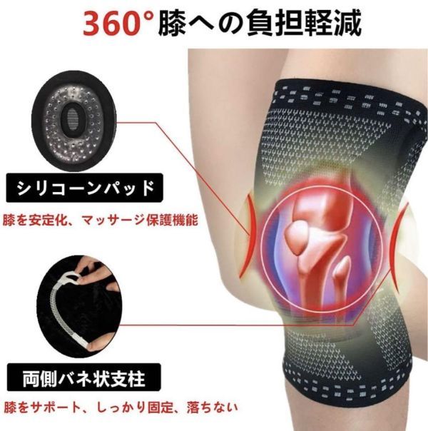 膝サポーター スポーツ全般 医療用　両ひざ用　男女左右兼用２枚　カラー黒　Mサイズ　新品 未使用品_画像3