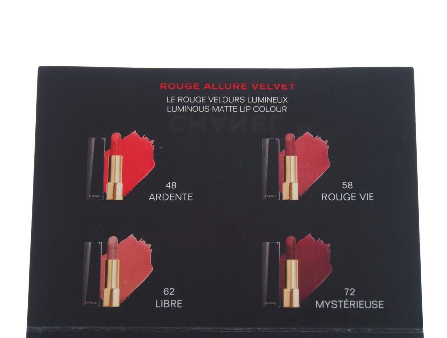 【Used 開封品】 シャネル CHANEL サンプル 口紅 ROUGE ALLURE VELVET ルージュアリュール ヴェルヴェット 0.25ml×4色 48 58 62 72 お試し_画像6