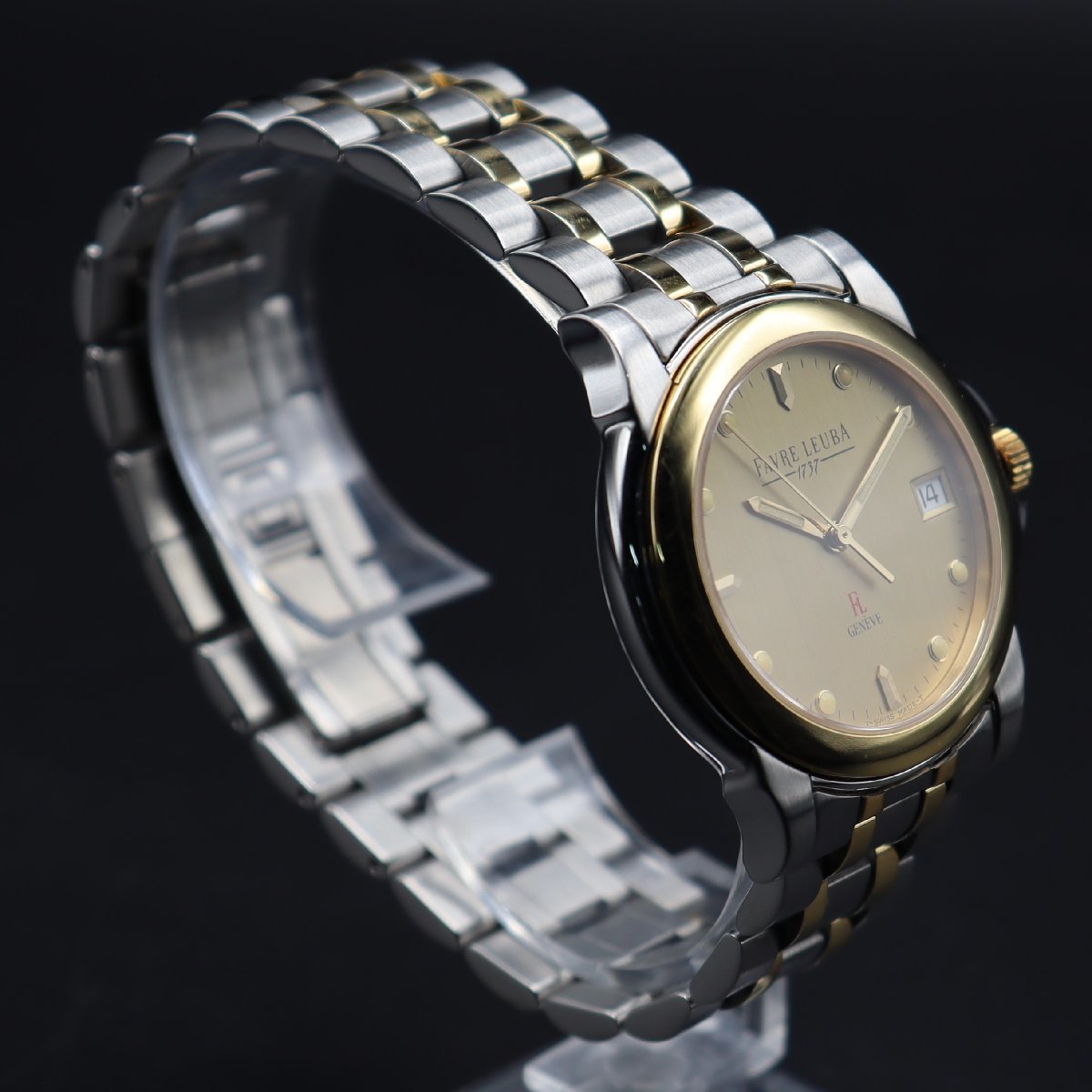 良品 FAVRE-LEUBA ファーブル ルーバ ジュネーブ F25-200 クォーツ コンビカラー デイト スイス製 純正ブレス 国際保証書/箱 メンズ腕時計_画像5