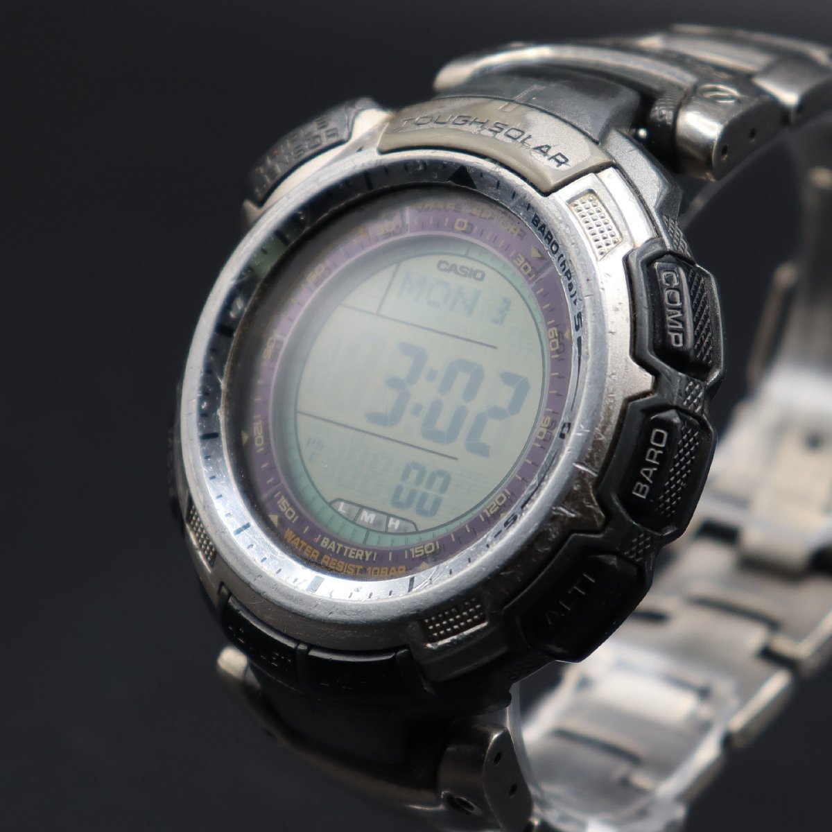 CASIO PROTREK カシオ プロトレック PRW-1300TJ タフソーラー 動作品ジャンク 電波ソーラー デジタル 純正ブレス メンズ腕時計_画像1