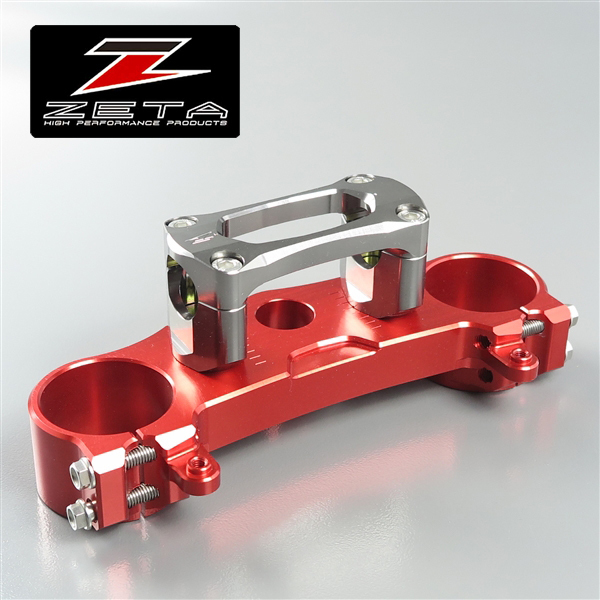 ◇CRF250R/'10-'15 CRF450R/'09-'15 ZETA ハンドルバークランプキット/トップブリッジ レッド φ28.6mm 展示品 (ZE11-1125)_画像1