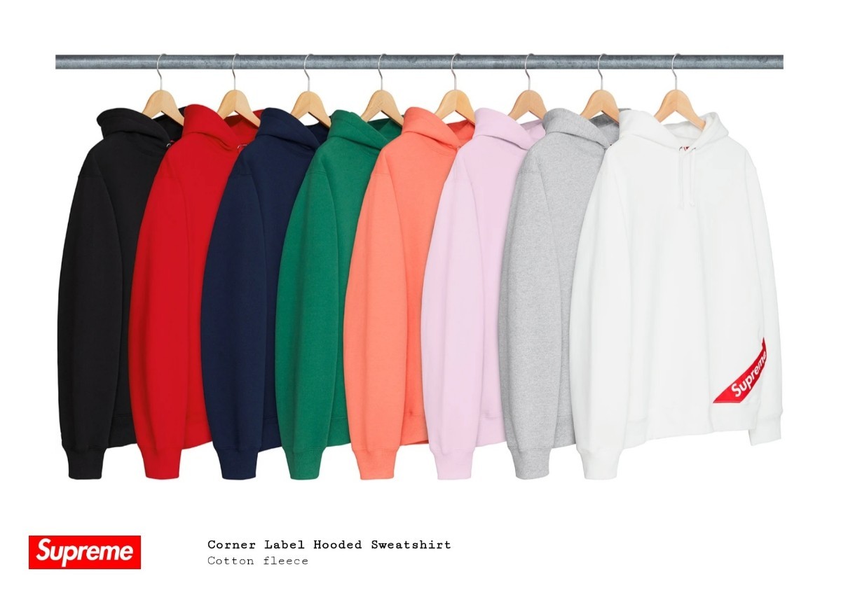 正規品 新品 未開封 SS18 Supreme Corner Label Hooded Sweatshirt シュプリーム コーナー ラベル フーデッド スウェットシャツ パーカー_画像9