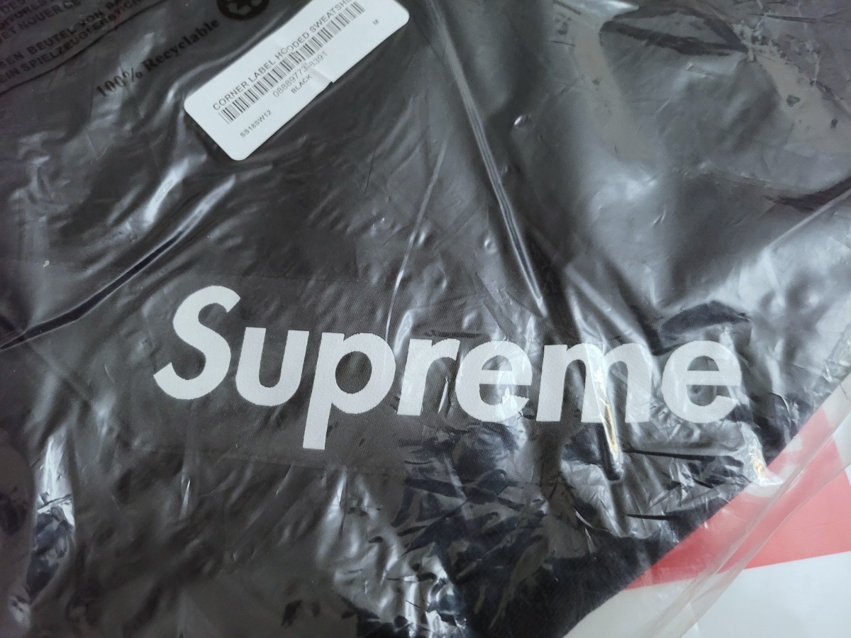 正規品 新品 未開封 SS18 Supreme Corner Label Hooded Sweatshirt シュプリーム コーナー ラベル フーデッド スウェットシャツ パーカー_画像6