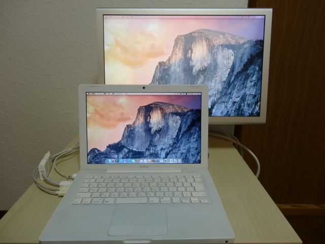 上質で快適 [送料無料 即決] Apple MacBook 13inch Early 2009 A1181 SSD 120GB USED + Apple Cinema Display 20inch 難あり MacBook