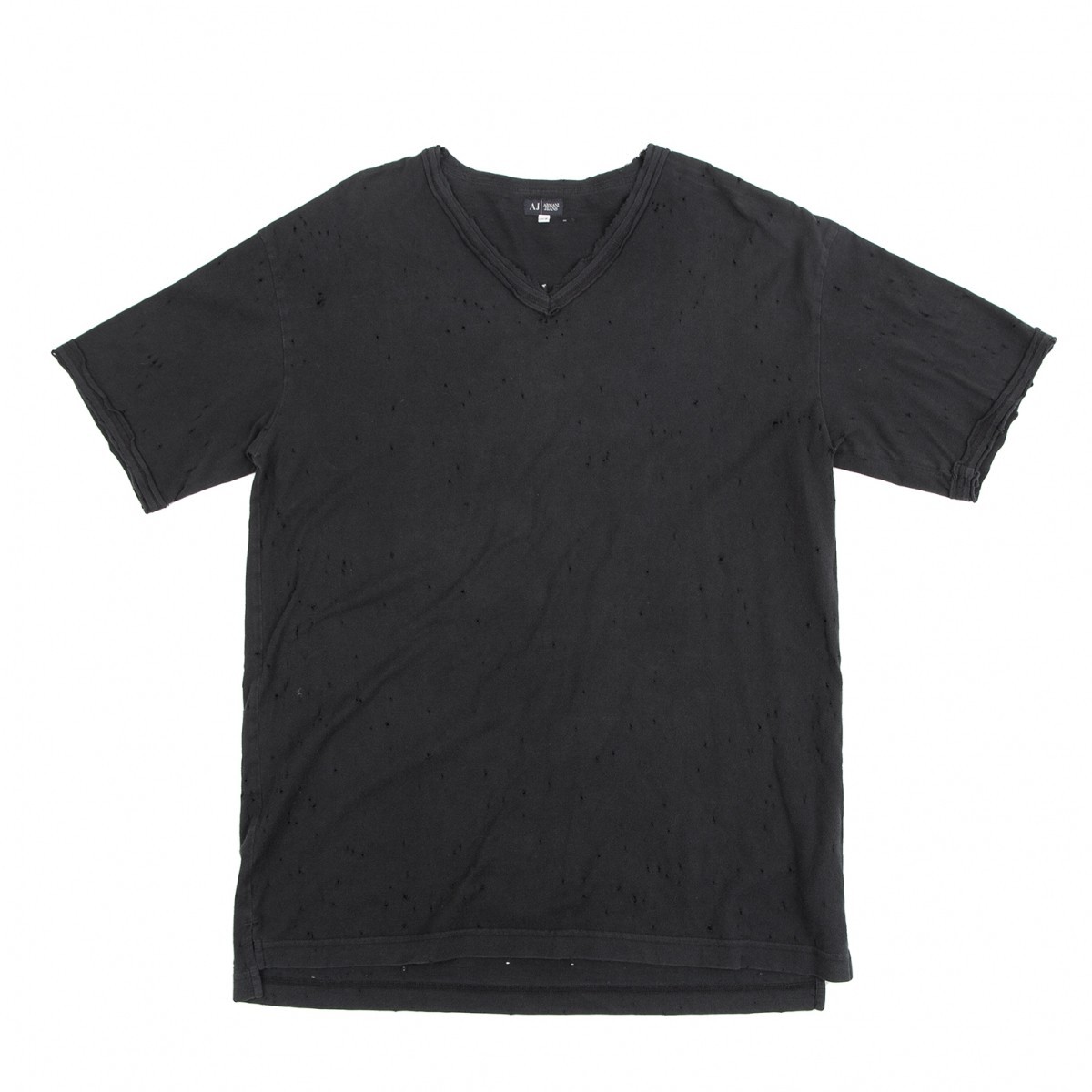 アルマーニジーンズARMANI JEANS ダメージデザインバックプリントTシャツ 黒XXL