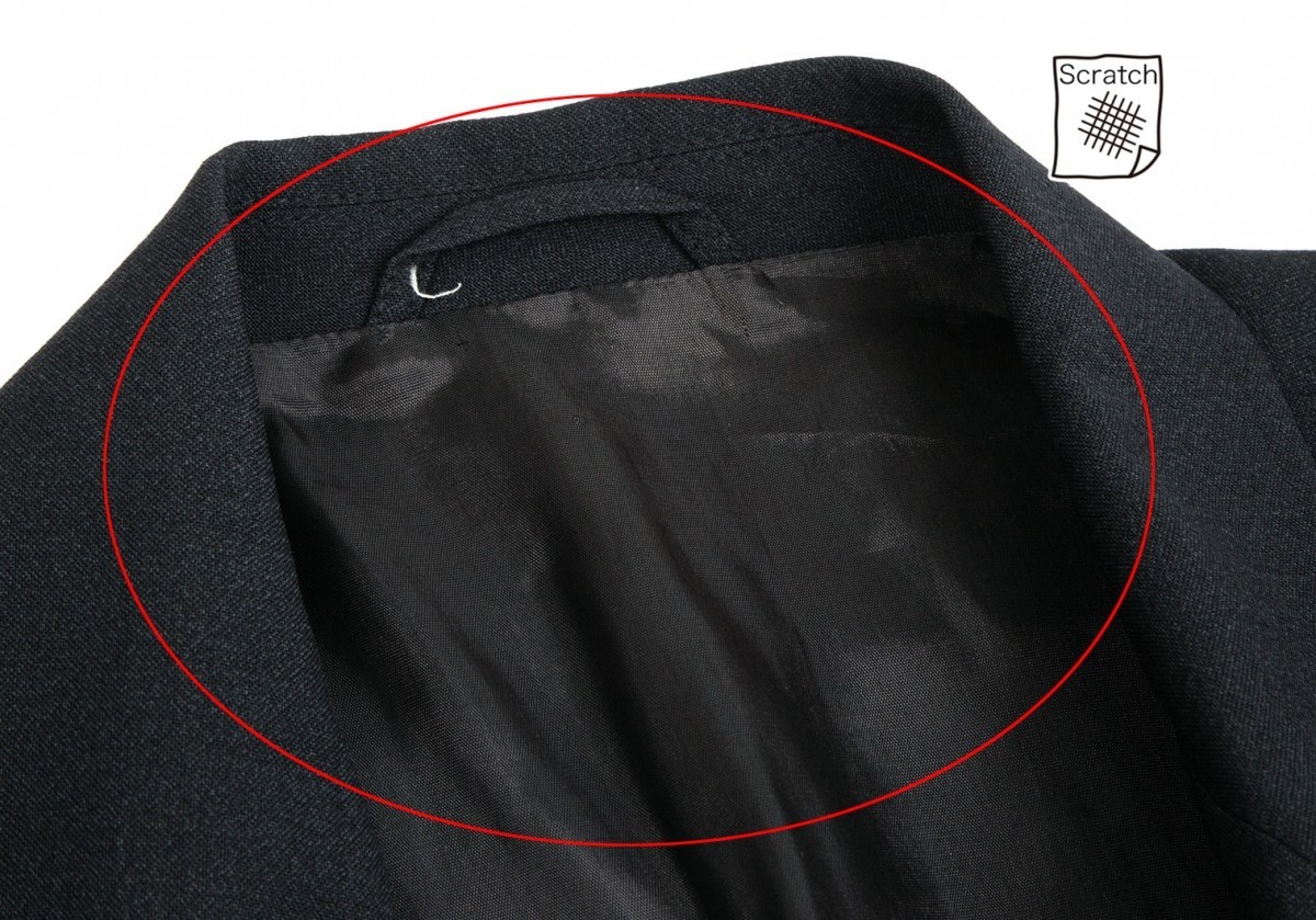 エンポリオアルマーニEMPORIO ARMANI ウール混ダブルブレストジャケット 黒46_襟元に引っ掛けがあります。