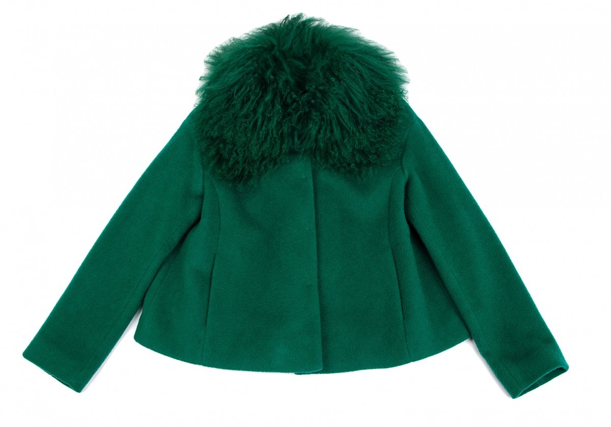  Max and ko-MAX&Cok Lynn p fur collar mo hair wool jacket green 36