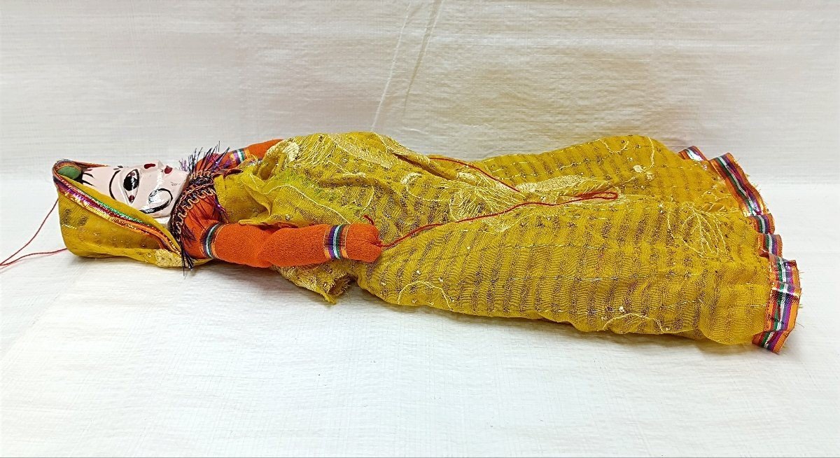 ・ビンテージ　インド伝統工芸　ラジャスタン操り人形木製　全長42cm_画像4