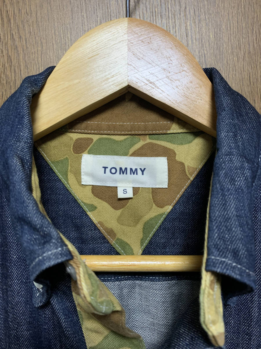 S TOMMY HILFIGER / トミーフィルフィガー 長袖BDデニム地 ダンガリーシャツ 迷彩切替 ボタンダウン 難有り_画像5