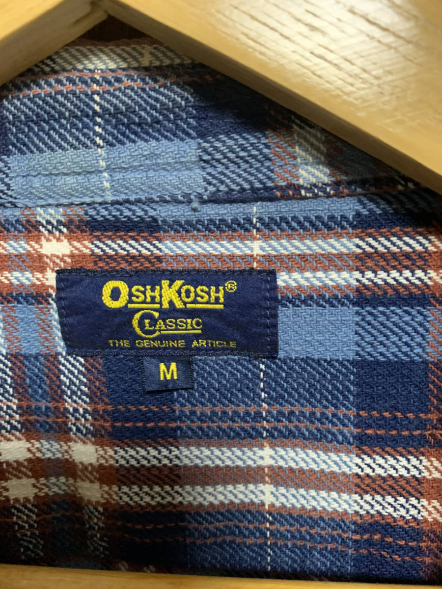 M OSH KOSH /オシュコシュ チェック柄 ワークシャツ マチ付 ブルー系_画像5