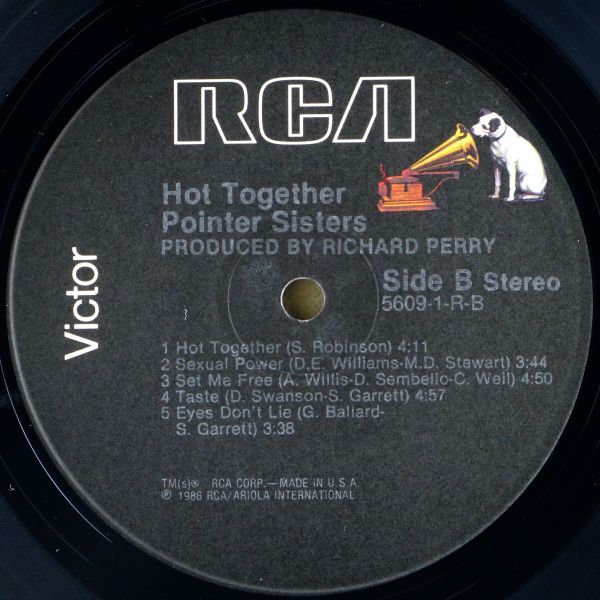 ■Pointer Sisters（ポインター・シスターズ）｜Hot Together ＜LP 1986年 US盤＞Produced by Richard Perry_画像7