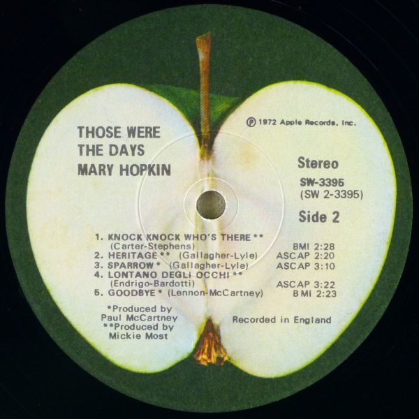 ■Mary Hopkin（メリー・ホプキン）｜Those were the days ＜LP 1972年 US盤＞Produced by: Paul McCartney、他 STERLING刻印_画像5