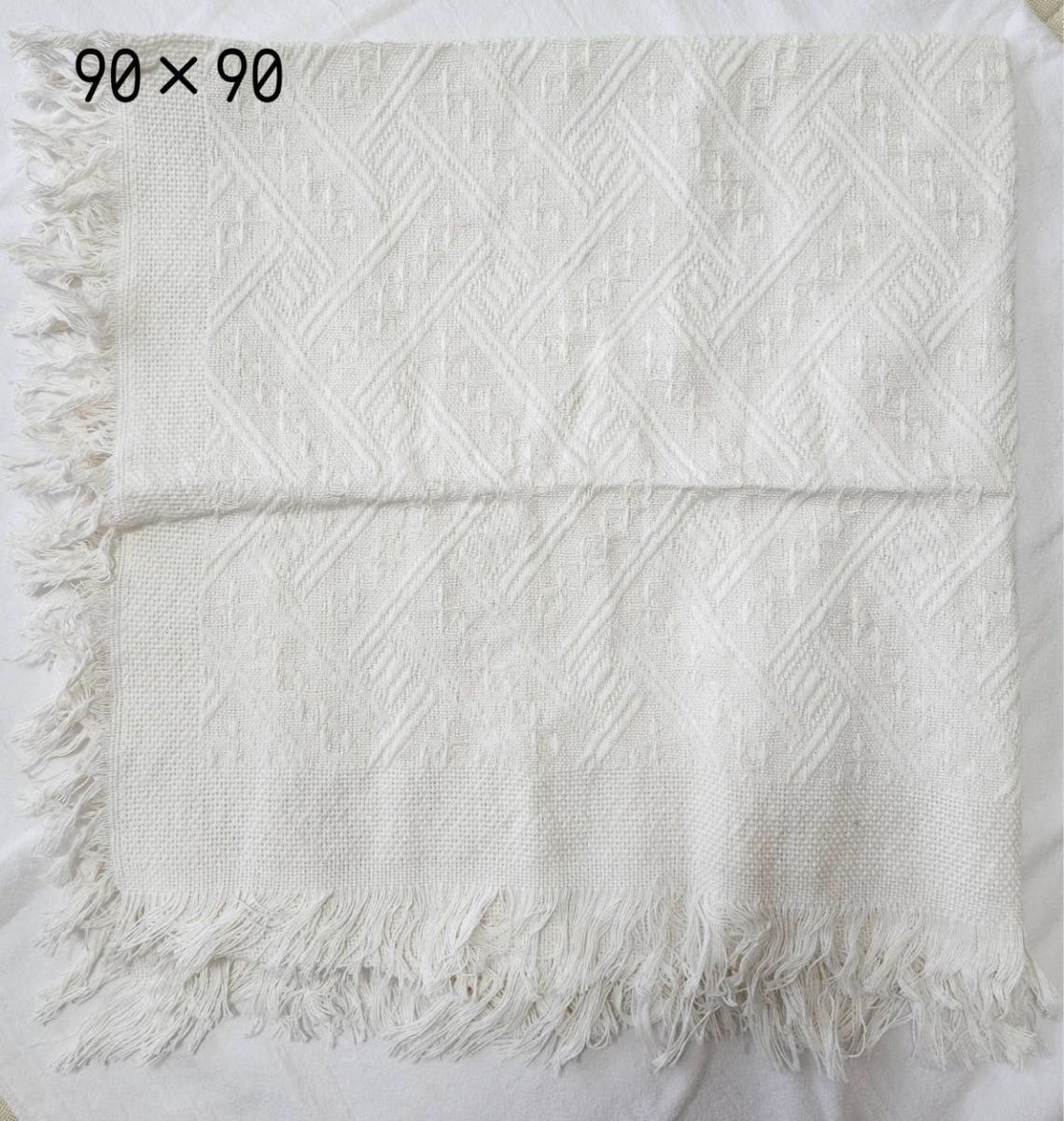 正方形　ホワイト　テーブルクロス　韓国　インテリア　コットン　刺繍　北欧　背景布