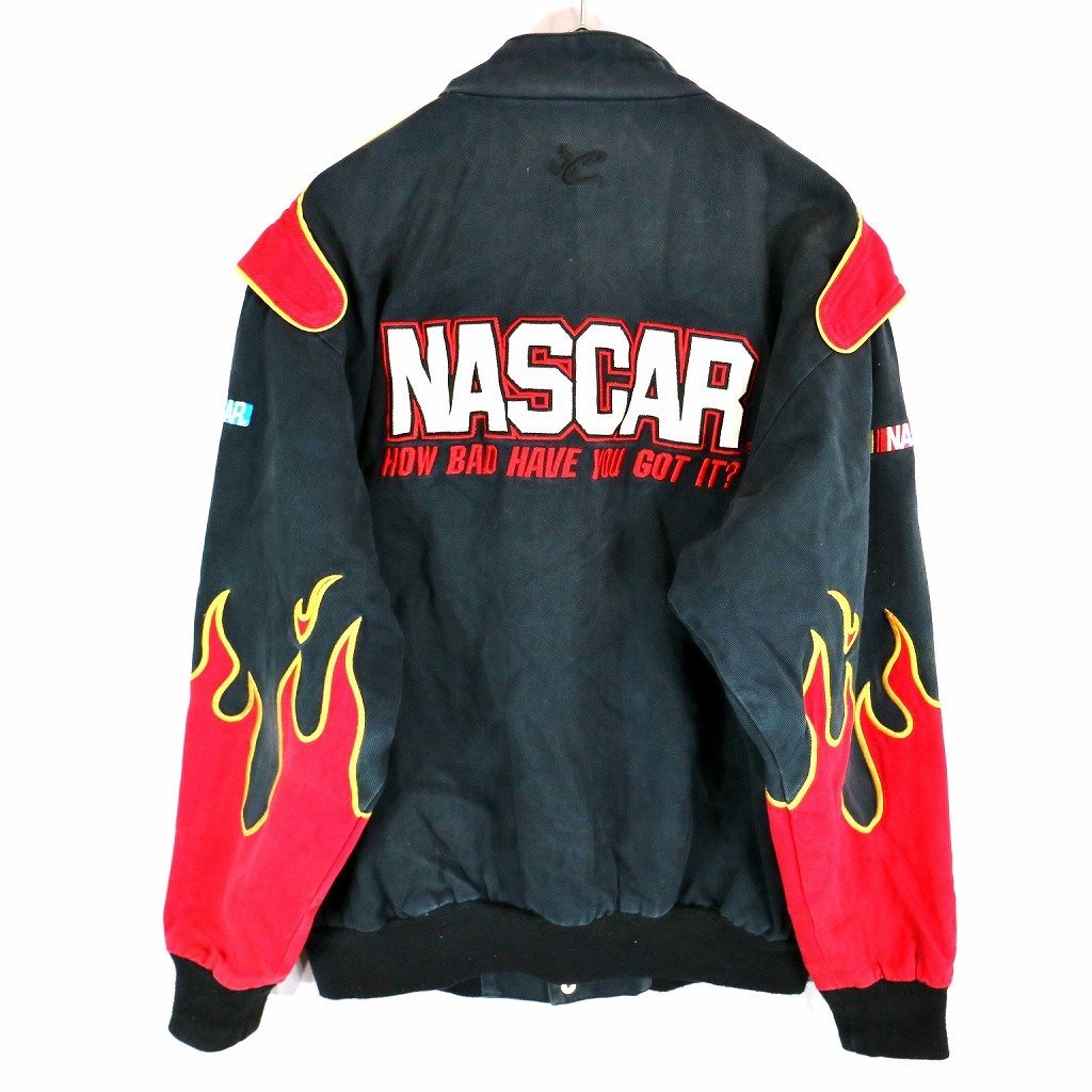 CHASE AUTHENTICS チェイス オーセンティック レーシングジャケット 刺繍 NASCAR ブラック (メンズ MD) O2178 /1円スタート_画像2