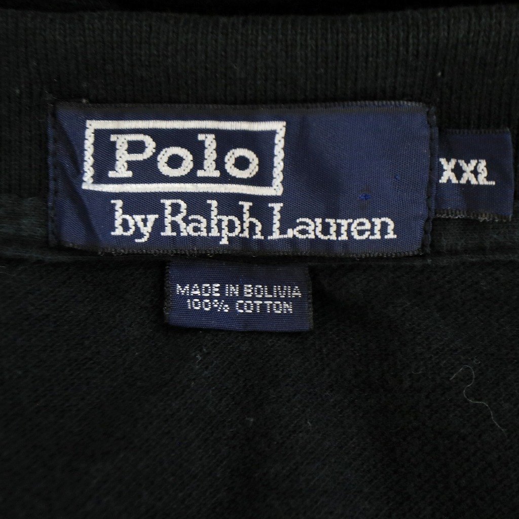 90年代 Polo by Ralph Lauren ポロラルフローレン ポロシャツ 大きいサイズ アメカジ ブラック (メンズ XXL) O3157 /1円スタート_画像8