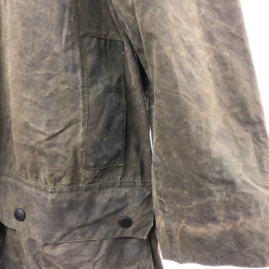 90年代 イングランド製 Barbour バブアー BORDER オイルドジャケット 防寒 オリーブ (メンズ C46) 中古 古着 P1638_画像4