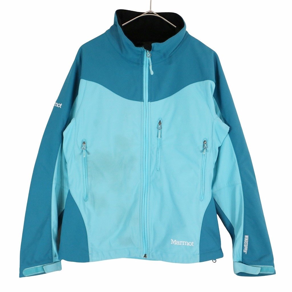 MARMOT マーモット ソフトシェルジャケット アウトドア アウター WINDSTOPPER ライトブルー (レディース L) O3287 /1円スタート_画像1