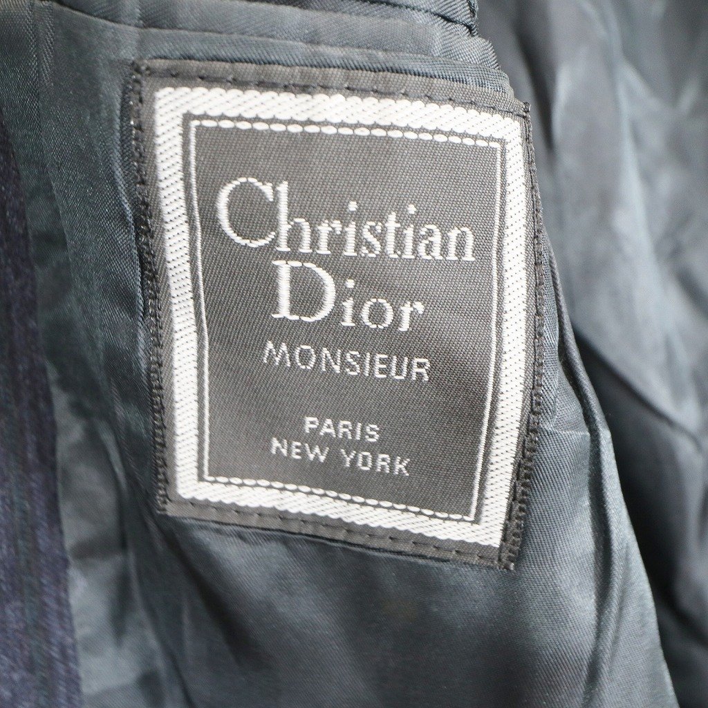 Christian Dior Monsieur ディオールムッシュ テーラードジャケット センターベント ストライプ ネイビー (メンズ XL) O3866 /1円スタート_画像7