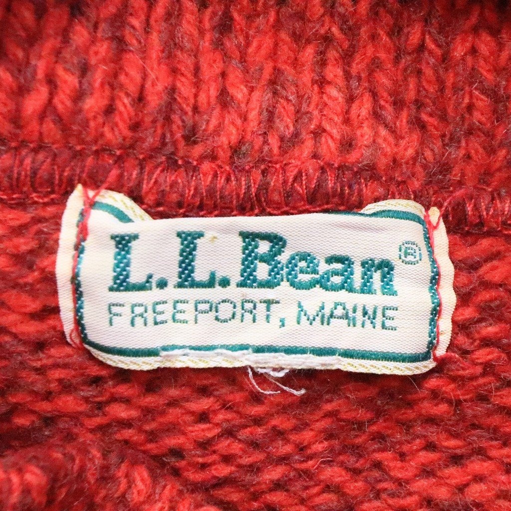 80年代 L.L.Bean エルエルビーン ショールカラー ニット セーター ネップ ローゲージ レッド (メンズ XL相当) O5302 /1円スタート_画像7