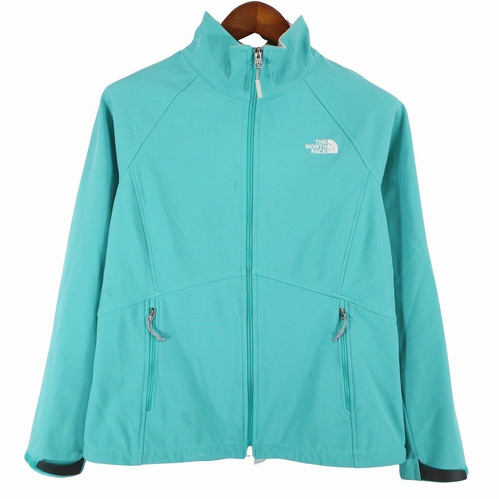 THE NORTH FACE ノースフェイス ソフトシェルジャケット アウトドア キャンプ WINDWALL グリーン (レディース L) O6159 /1円スタート_画像1