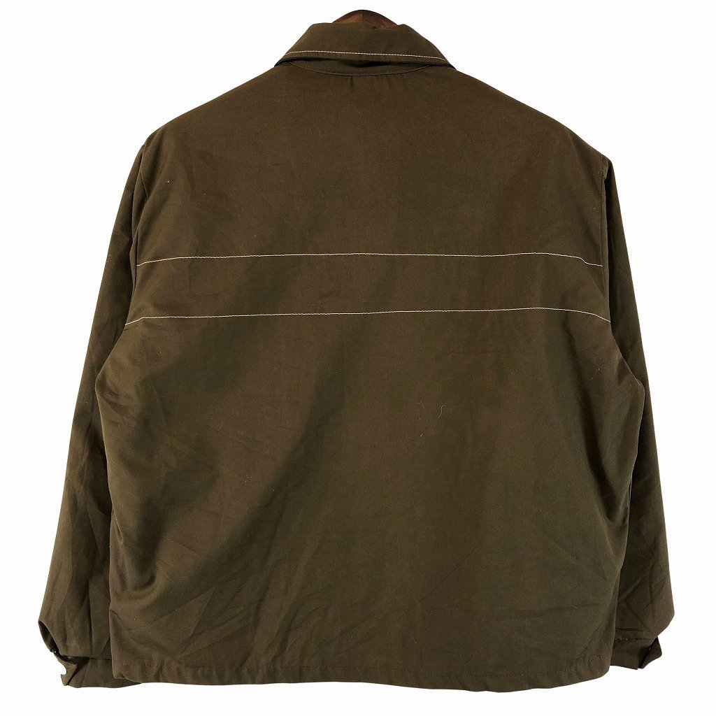 70年代 Cresco ギャバジンジャケット シャツジャケット IDEALジップ ピンロック ブラウン (メンズ L) O7436 /1円スタート_画像2