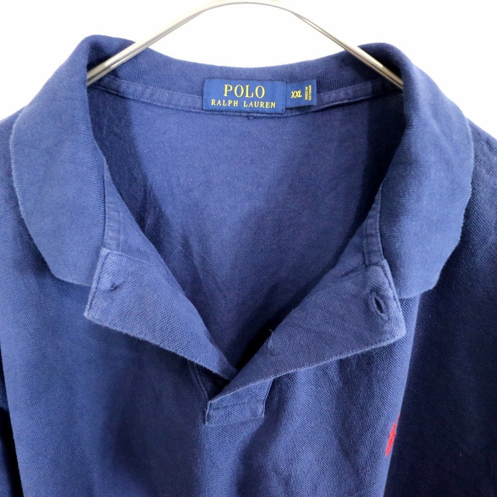 Polo by Ralph Lauren ポロバイラルフローレン ワンポイントロゴ ポロシャツ ネイビー (メンズ XXL) O0434 /1円スタート_画像7