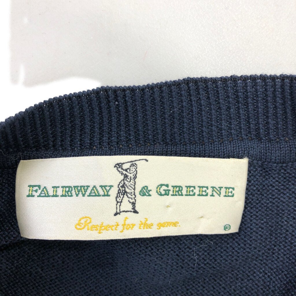 SALE/// FAIRWAY&GREENE Vネック コットン ニット ベスト 刺繍 ゴルフ ネイビー (メンズ L) P0516_画像5