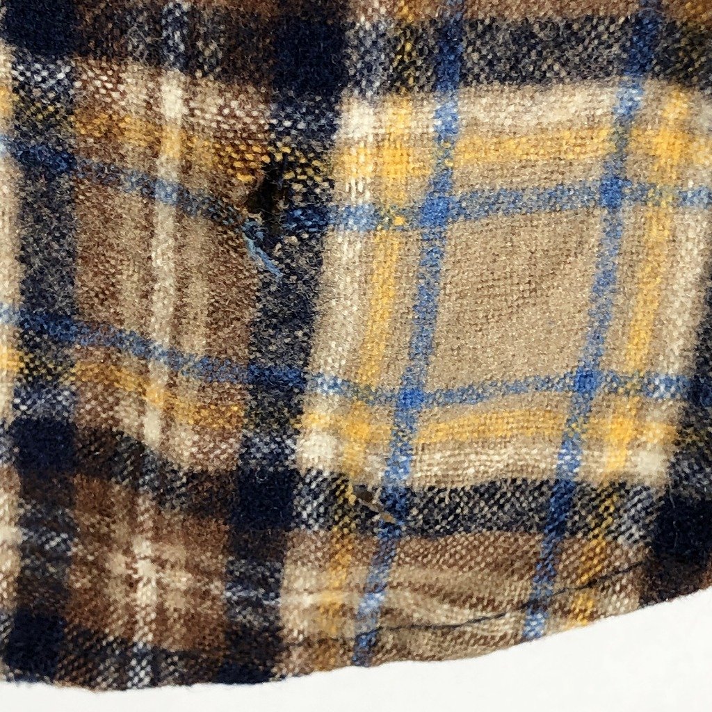 SALE/// 70年代 PENDLETON ペンドルトン ウールネル長袖シャツ アメカジ チェック ベージュ (メンズ XL) P1027_画像5
