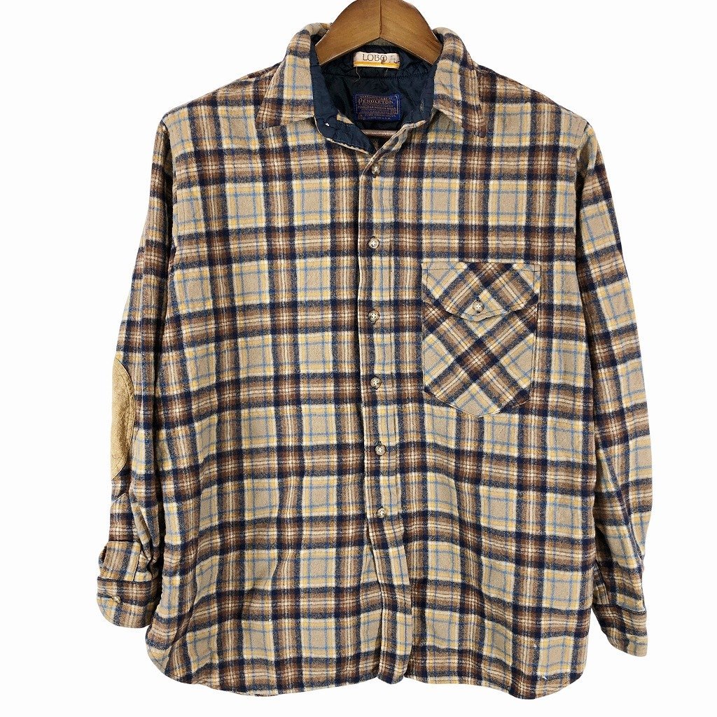 SALE/// 70年代 PENDLETON ペンドルトン ウールネル長袖シャツ アメカジ チェック ベージュ (メンズ XL) P1027_画像1