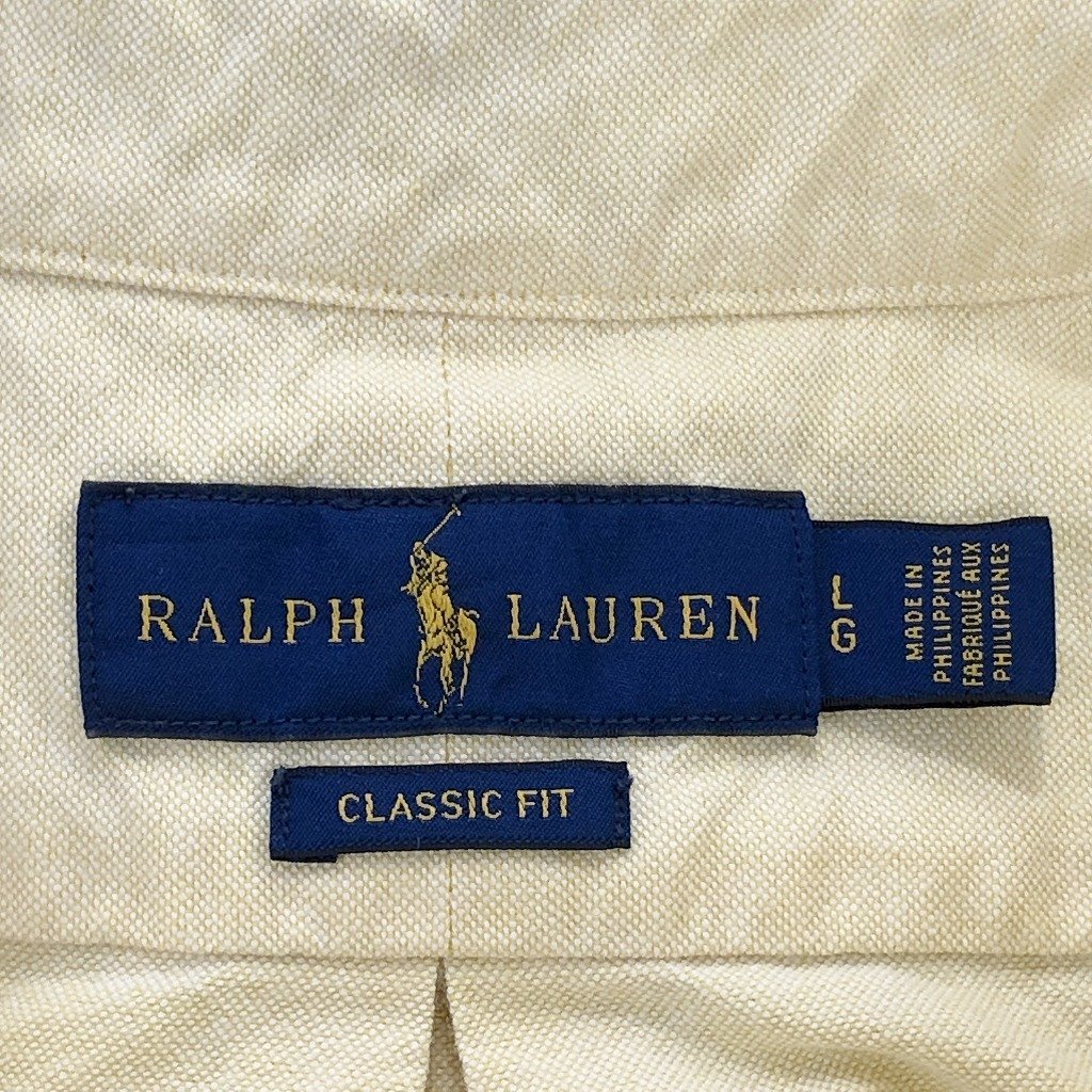 SALE/// RALPH LAUREN ラルフローレン 長袖シャツ ボタンダウン ワンポイント 無地 イエロー (メンズ L) P1182_画像4