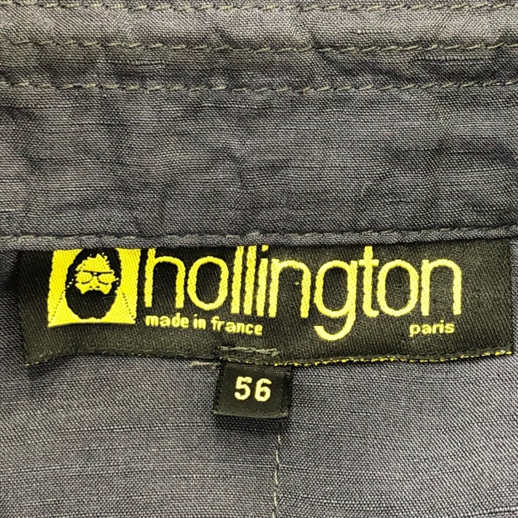 SALE/// hollington リネン 長袖シャツ 大きいサイズ ユーロ ヨーロッパ古着 ダークグレー (メンズ 56) P1620_画像4