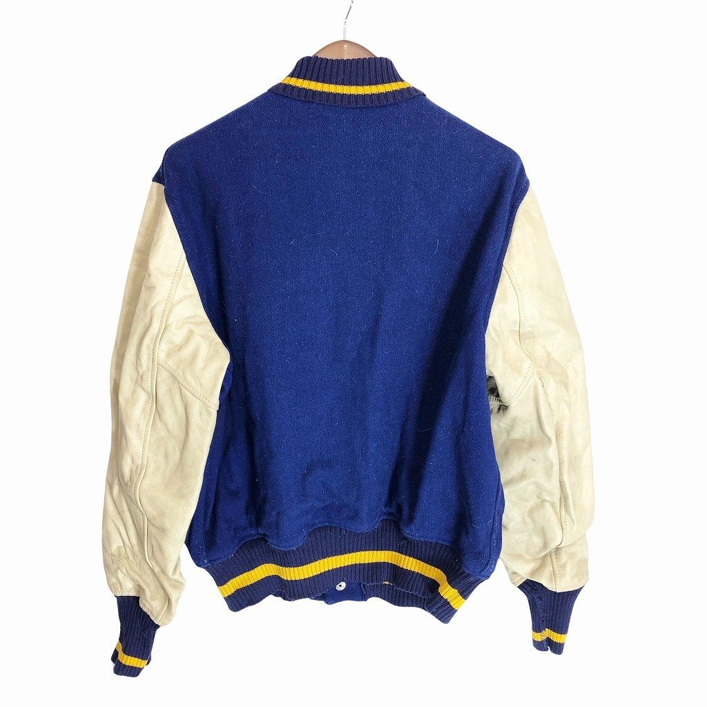 SALE/// 60年代 WHITING ウール レザー スタジアム ジャケット 防寒 アメカジ ヴィンテージ ブルー (メンズ XL) P1823_画像2