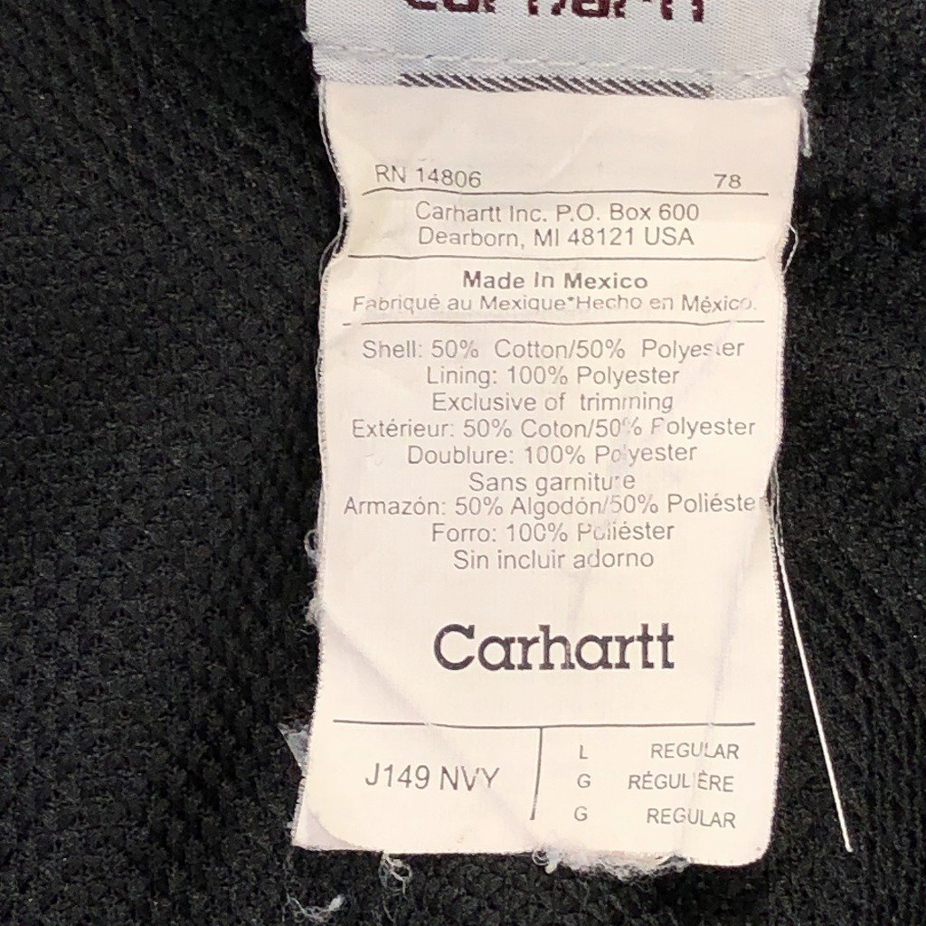 SALE/// Carhartt カーハート 裏地サーマル フルジップ パーカー 防寒 ワーク ヘビーウエイト ネイビー (メンズ L) P1732_画像8