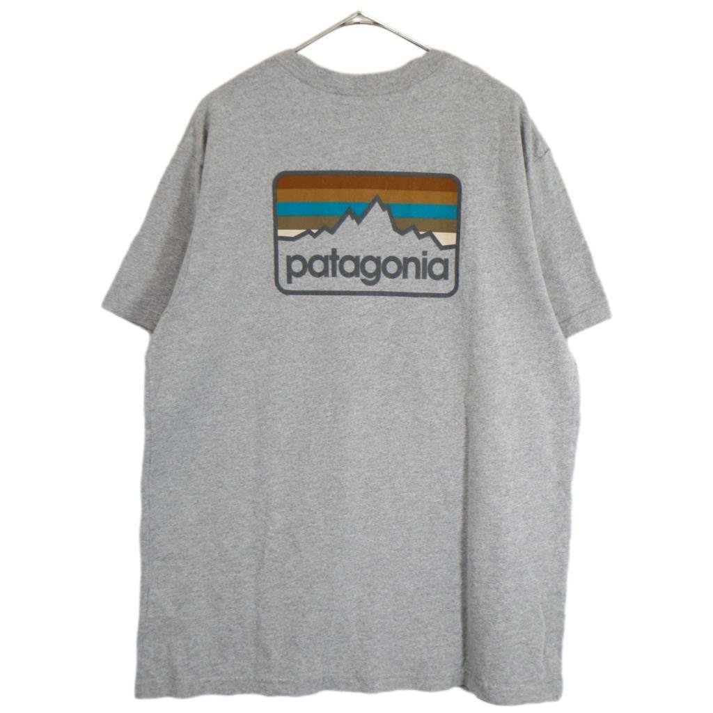 patagonia パタゴニア 英文字 ワンポイントロゴ 半袖Ｔシャツ アウトドア グレー (メンズ XL) O2364 /1円スタート_画像2