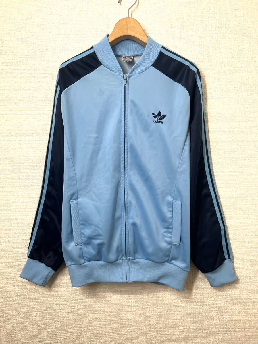 Vintage 70s 80s Adidas adidas ATP Франция производства спортивная куртка Track Jacket джерси Vintage бледно-голубой голубой NVY