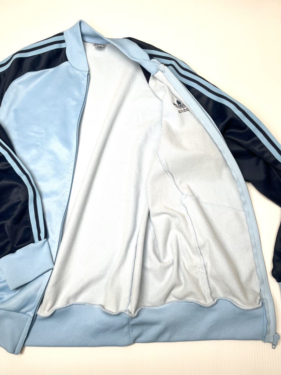 Vintage 70s 80s Adidas adidas ATP Франция производства спортивная куртка Track Jacket джерси Vintage бледно-голубой голубой NVY